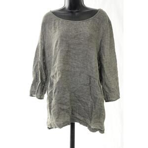 J. Jill pure Jill Linen Tunic Top Oversized  Women's Lagenlook Sleeves L